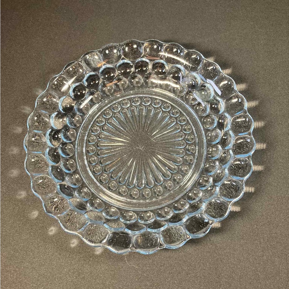 VINTAGE ANCHOR HOCKING CLEAR BUBBLE DEPRESSION GLASS 8" SHALLOW BOWL